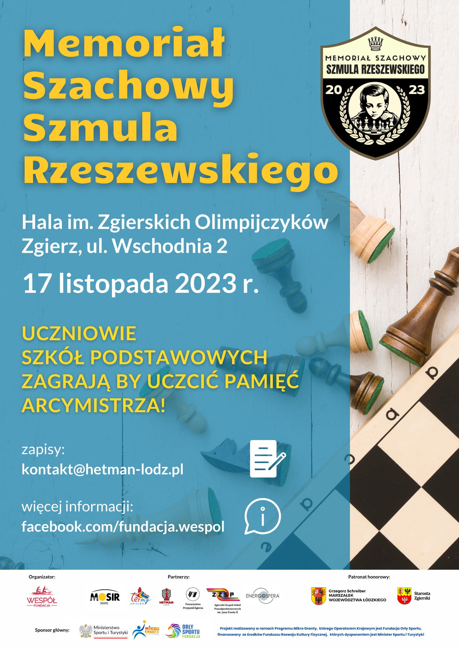 Plakat zapowiadający memoriał szachowy