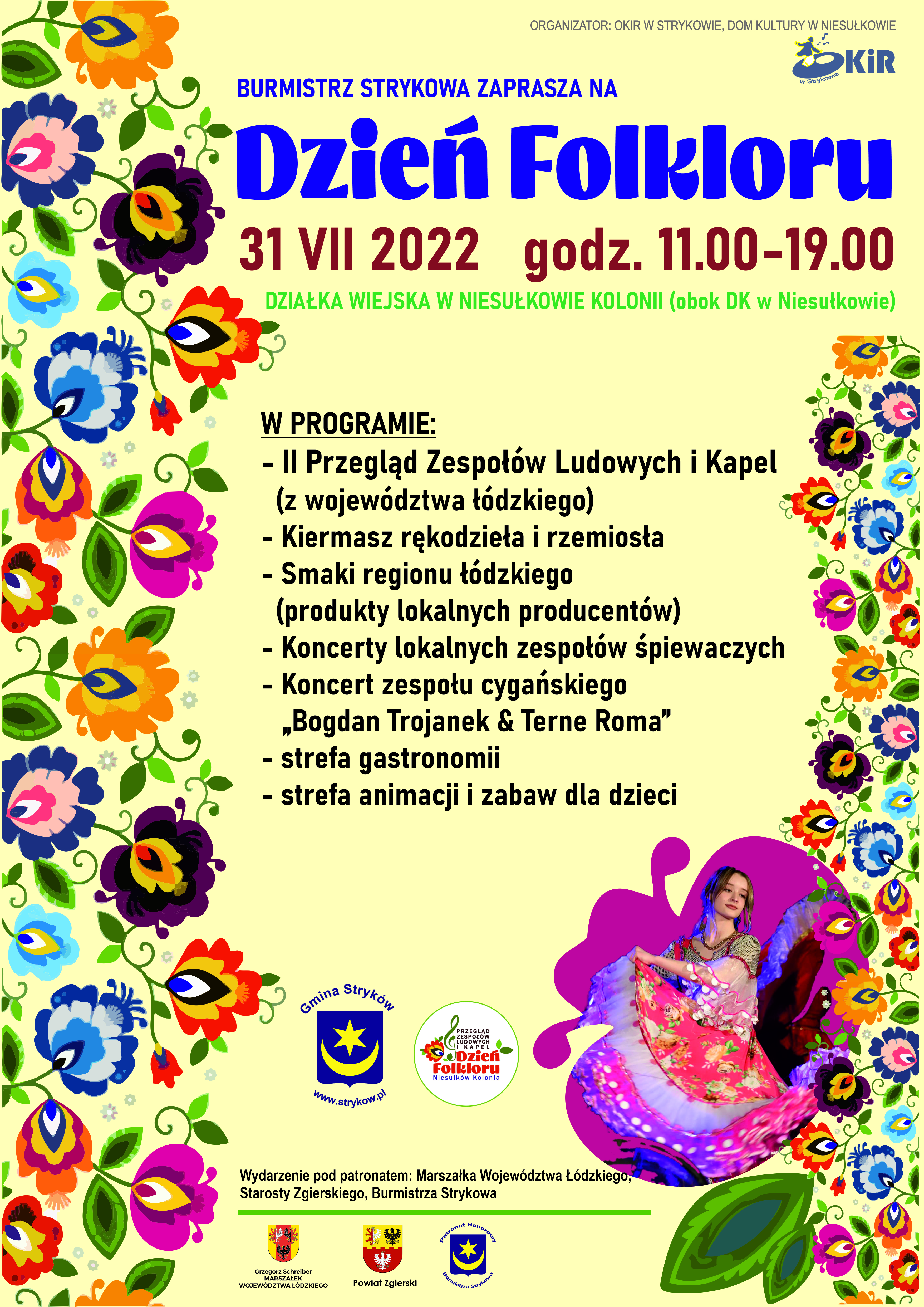 Plakat na Dzień Folkloru w Niesułkowie Kolonii