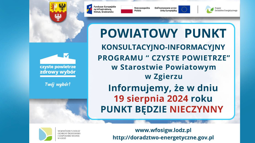 Informacja Punktu Konsultacyjno-Informacyjnego Programu "Czyste Powietrze"
