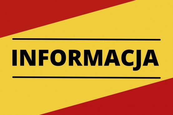 żółto-czerwona grafika z czarnym napisem INFORMACJA