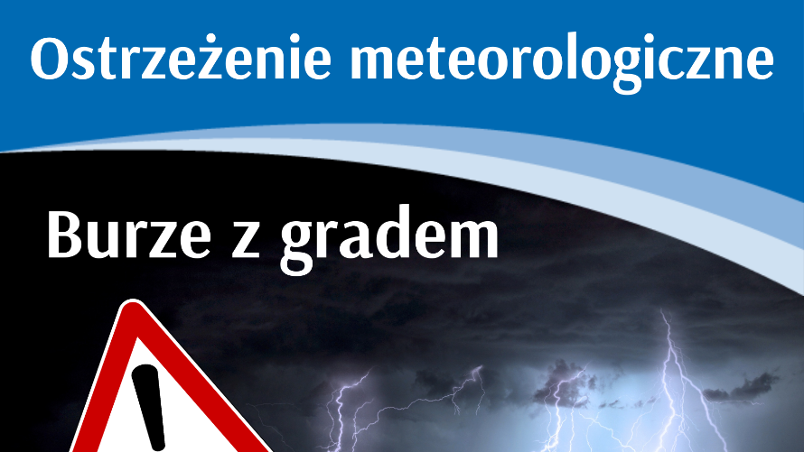 Grafika z napisem burze z gradem