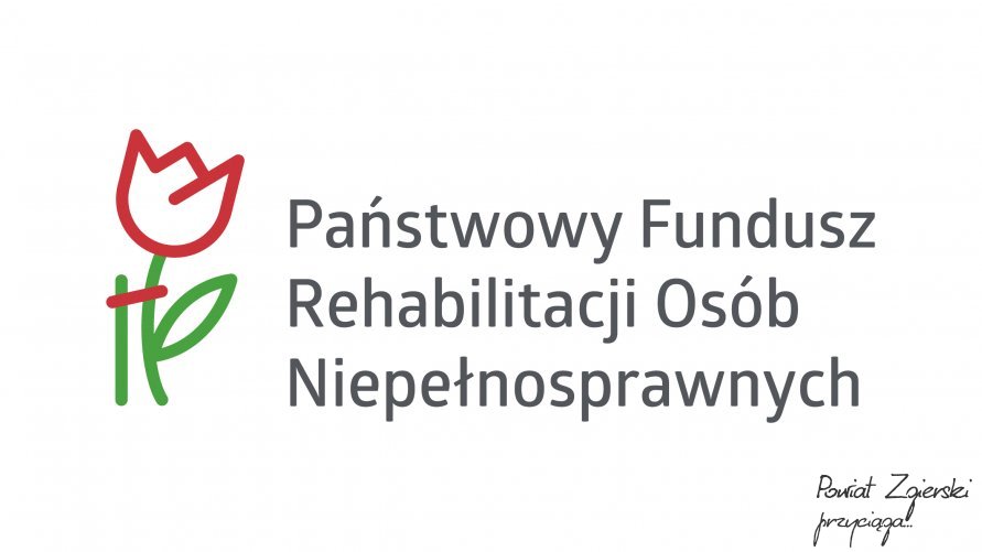 Grafika przedstawia logo PFRON - prosty rysunek tulipana wspartego na zielonej tyczce, z napisem: Państwowy Fundusz Rehabilitacji Osób Niepełnosprawnych