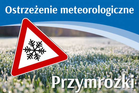 Grafika z napisem: ostrzeżenie meteorologiczne - przymrozki.